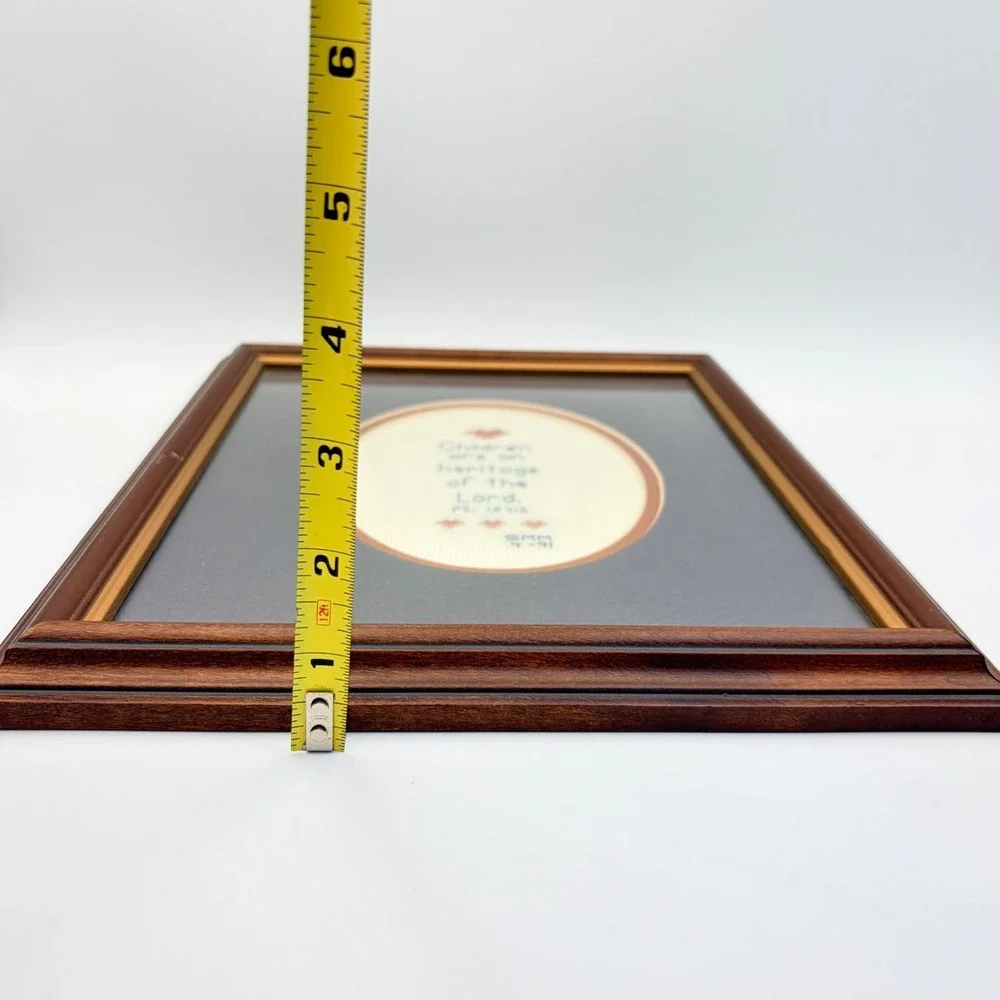 Vintage 1991 Psalm 127:3 Cross Stitch Framed Bible Verse Religious Wall Art 9x11